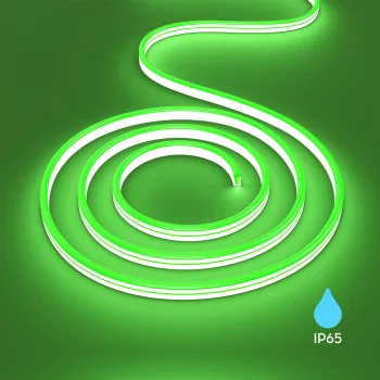   Braytron NEON FLEX LED Szalag, 6W/m,  220/240V, IP65, 350lm/m, 120 LED/m, 10mm széles, 100 méteres tekercs, ZÖLD