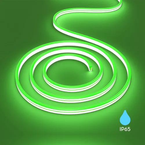 Braytron NEON FLEX LED Szalag, 6W/m,  220/240V, IP65, 350lm/m, 120 LED/m, 10mm széles, 100 méteres tekercs, ZÖLD