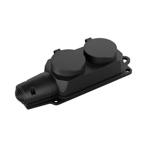 Braytron csapfedeles dugalj 2-es kábel nélkül, 3600W, 16A, IP44, Fekete
