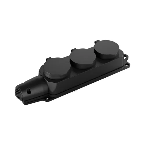 Braytron csapfedeles dugalj 3-as kábel nélkül, 3600W, 16A, IP44, Fekete