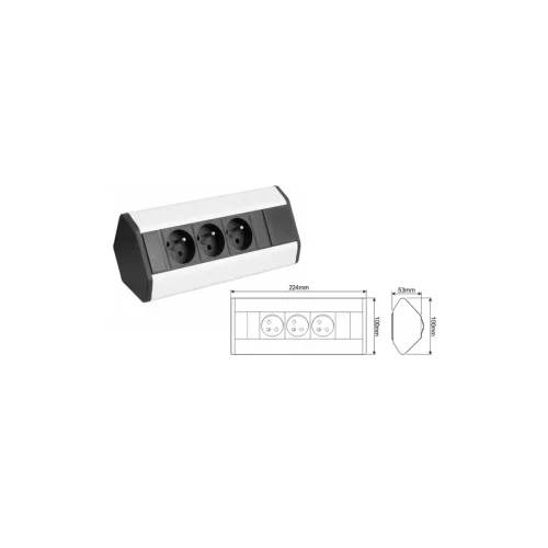 Design Light Cornerbox Sarokba helyezhető asztali elosztó, aluminium