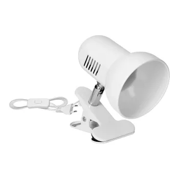   ORNO asztali lámpa, fém klipsszel, CANARD, fehér, 230V, IP20, E27, max. 1x15W, 90x165x130 mm, acél