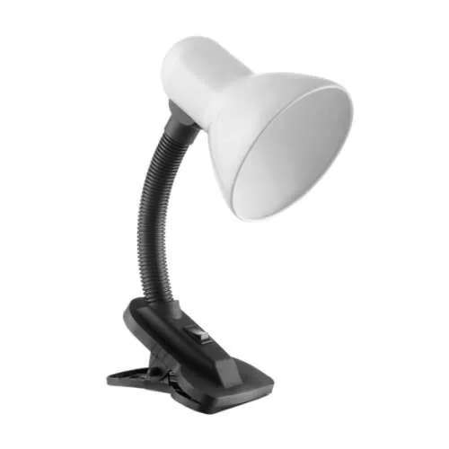 ORNO asztali lámpa csiptetővel, LATSA, fehér, 230V, IP20, E27, max. 1x10W, 114x300x135 mm, acél + műanyag