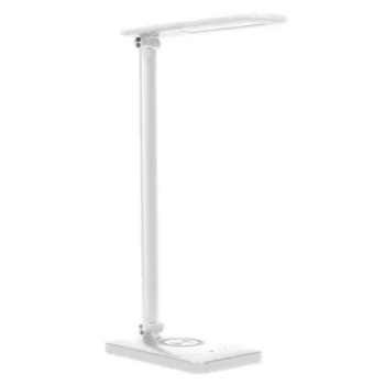   ISIYO LED 7W-os asztali lámpa vezeték nélküli töltővel és USB-porttal, 390lm, 3000-4000-6000K, színtemp. beállítás, dimmer, fehér