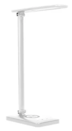 ISIYO LED 7W-os asztali lámpa vezeték nélküli töltővel és USB-porttal, 390lm, 3000-4000-6000K, színtemp. beállítás, dimmer, fehér