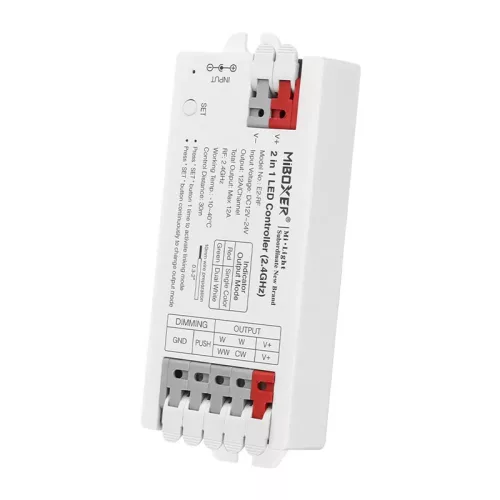 Mi-Light - E2-RF - 2-in-1 Group Control mini csoport (zóna) vezérlő (egyszínű, CCT LED szalaghoz), karos (csatos) bekötés