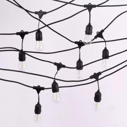 Ecolight LED fényfüzér, 10db E27, 1W, 2700K kisgömbbel, IP44, 10m (fényforrást tartalmazza)