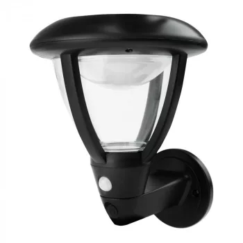   Ecolight Szolár Led homlokzati lámpa, Li-ion 3.7V 1200mAh 18650, 4000K, 95lm, IP44, Fekete