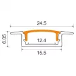Ecolight Aluminium LED profil, FEKETE,fekete búrával, süllyesztett, 2 méter