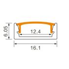 Ecolight LED Aluminium profil, Fehér, Falon kívüli , opál búra, 2m