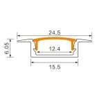 Ecolight Aluminium led profil, átlátszó fedővel, süllyesztett, 2 méter,