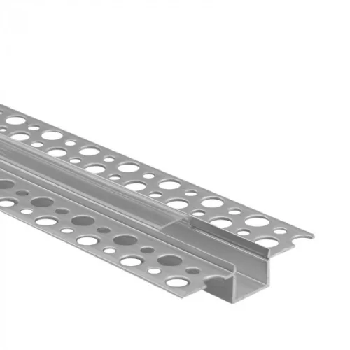 Ecolight Gipszkartonba rögzíthető aluprofil átlátszó fedővel, végzáróval, Belső: 12mm, 2 méter