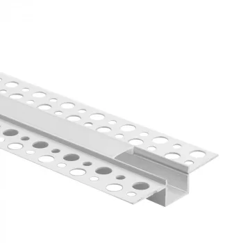   Ecolight Gipszkartonba rögzíthető FEHÉR aluprofil opál fedővel, végzáróval, Belső: 12mm, 2 méter