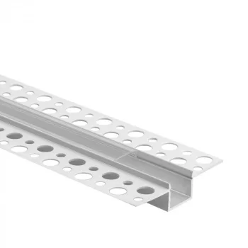   Ecolight Gipszkartonba rögzíthető FEHÉR aluprofil átlátszó fedővel, végzáróval, Belső: 12mm, 2 méter