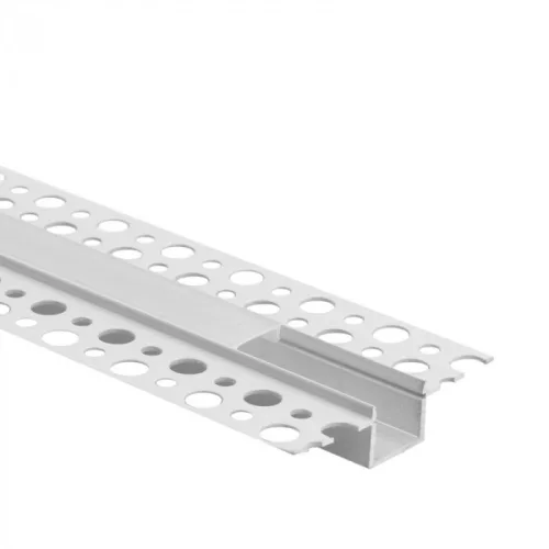 Ecolight Gipszkartonba rögzíthető FEHÉR aluprofil matt fedővel, végzáróval, Belső: 12mm, 2 méter