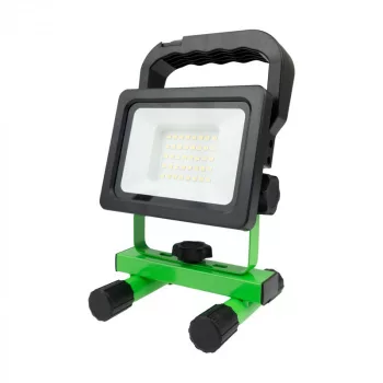   Ecolight Led Hordozható Reflektor PN-A2akkumulátorral,20W,5000K,5VDC 1A,IP54,1600lm,IK07,Fekete/Zöld