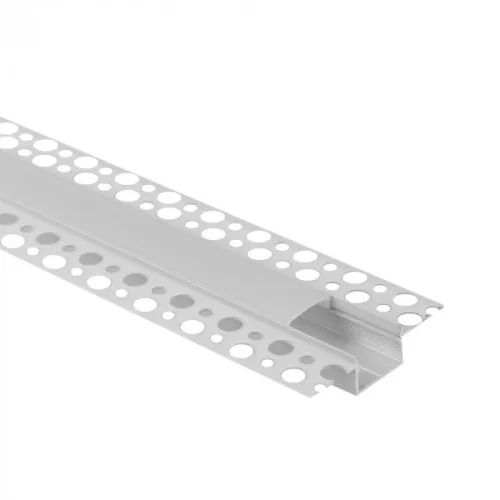 Ecolight Gipszkartonba rögzíthető FEHÉR aluprofil opál fedővel, végzáróval, Belső: 17mm, 2 méter