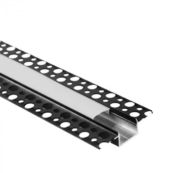   Ecolight Gipszkartonba rögzíthető FEKETE aluprofil opál fedővel, végzáróval, Belső: 17mm, 2 méter