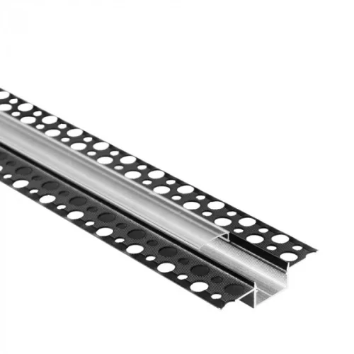 Ecolight Gipszkartonba rögzíthető FEKETE aluprofil átlátszó fedővel, végzáróval, Belső: 17mm, 2 méter