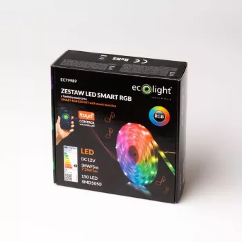   Ecolight SMART Led Szalag szett, RGB, 7,2W/m, IP20, 12V, SMD5050, 120°, 5 méter