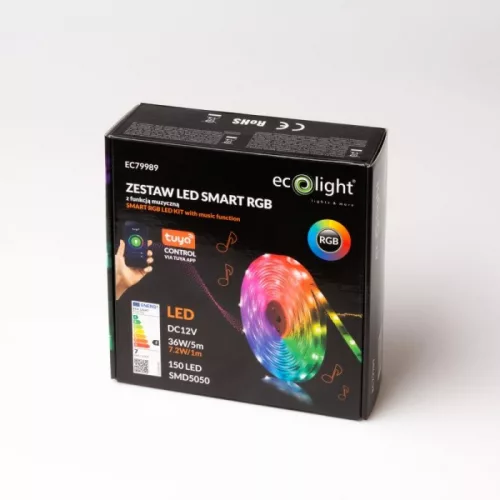 Ecolight SMART Led Szalag szett, RGB, 7,2W/m, IP20, 12V, SMD5050, 120°, 5 méter