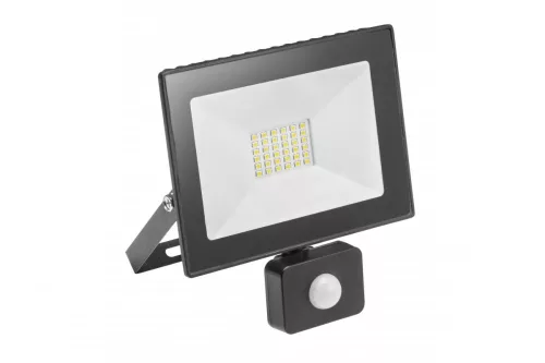 G-TECH LED-es reflektor mozgásérzékelővel, 30W, 2100lm, AC220-240V,50/60 Hz,PF>0,9,IP65,120°,4000K, fekete ház