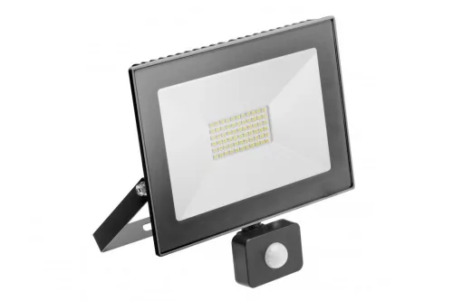 G-TECH LED reflektor mozgásérzékelővel, 50W, 3500lm,AC220-240V,50/60 Hz,PF>0,9,IP65,120°,6400K,fekete ház, fekete színű