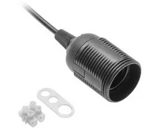 E27 foglalat, kábel és csatlakozó, AC220-240V, max.60W, 2x0,75mm2, fehér