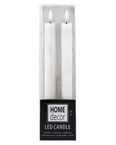 Trixline Műanyag hosszú LED gyertya 2xAA, 255mm x 22mm, fehér, 2db/csomag