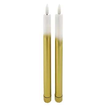   Trixline Műanyag hosszú LED gyertya 2xAA, 255mm x 22mm, fehér/arany , 2db/csomag