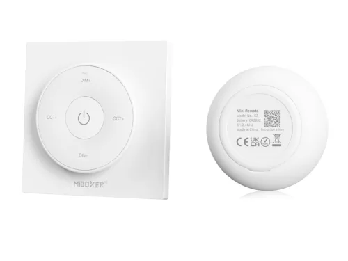 Mi-light - K2W - Dimmer Fali LED szalag fényerő szabályzó panel (CCT): elemes - fehér