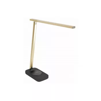   LED asztali lámpa BRESSI 8W, 450lm, AC220-240V, 3-CCT, vezeték nélküli töltés, USB, PF>0,5, RA>80, fekete/arany, fekete/gold