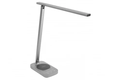 LED asztali lámpa BRESSI 8W, 450lm, AC220-240V, 3-CCT, vezeték nélküli töltés, USB, PF>0,5, RA>80, szürke