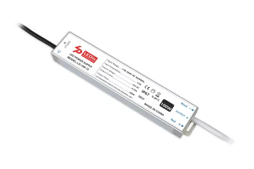 Ledis Alumínium házas Tápegység, 100W 12V, 8,33A, IP67, 222X40X22 mm