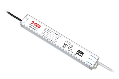 Ledis Alumínium házas Tápegység, 150W 12V, 12,5A, IP67, 332 x 40 x 22 mm