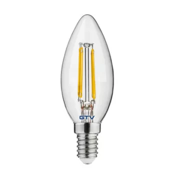   LED fényforrás 4W, C35, E14, 3000K, FILAMENT, AC220-240V, sugárzási szög 360°, 400 lm, 35mA