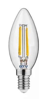 LED fényforrás 4W, C35, E14, 3000K, FILAMENT, AC220-240V, sugárzási szög 360°, 400 lm, 35mA