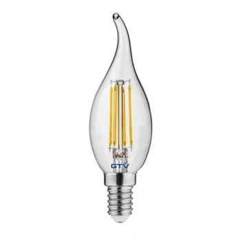   LED fényforrás 4W, C35L, E14, 3000K, FILAMENT, AC220-240V, sugárzási szög 360°, 400 lm, 35mA