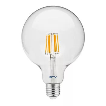   LED fényforrás 8W, G125, E27, 3000K FILAMENT, AC220-240V, sugárzási szög 360°, 800lm, 70mA