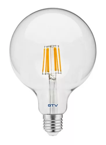 LED fényforrás 8W, G125, E27, 3000K FILAMENT, AC220-240V, sugárzási szög 360°, 800lm, 70mA