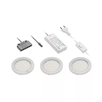   3 darab Castello LED-es lámpatestből álló készlet, az első kapcsolóval, 15W-os tápegység, 12V DC, meleg fehér, 