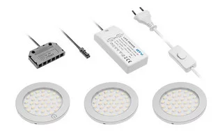 3 darab Castello LED-es lámpatestből álló készlet, az első kapcsolóval, 15W-os tápegység, 12V DC, meleg fehér, 