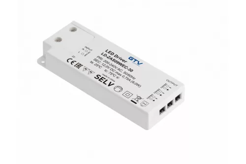 LED tápegység 9W SLIM EASY CLICK 12VDC, bemenet 220-240 VAC, IP20, dimmensions 103x41x12 mm miniAMP+kábel