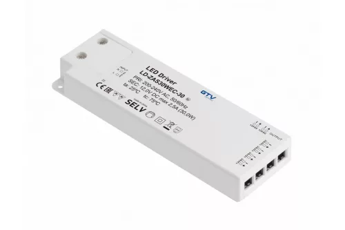LED tápegység 30W SLIM EASY CLICK 12VDC, bemenet 220-240 VAC, IP20, dimmensions 160x50x18 mm miniAMP+kábel