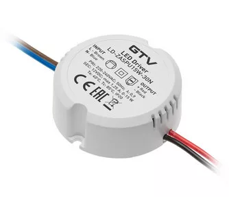 LED tápegység 15W , bemenet 220-240VAC/kimenet 12V DC, 50-60 Hz, IP20, átmérő 55 mm