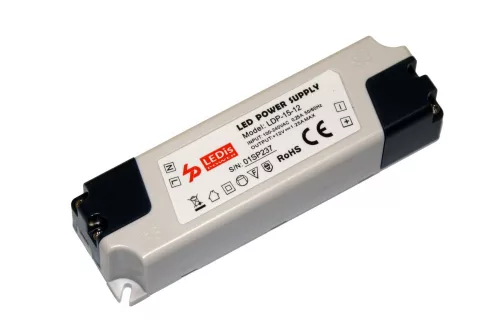 Ledis műanyag házas Led tápegység, 15W, 12V, 1,25A, 100X29,5X22mm, Sorkapcsos