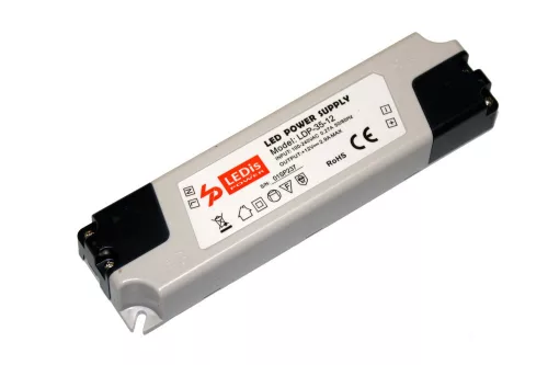 Ledis műanyag házas Led tápegység, 35W, 12V, 2,9A, 229X18X15mm, Sorkapcsos