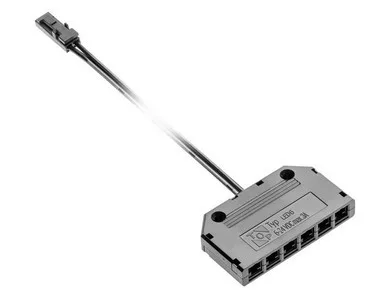 LED csatlakozó elosztóval 6 aljzat, 6-24V DC, max. 3A IP20, 2 m kábel miniAMP-mal, fekete színű