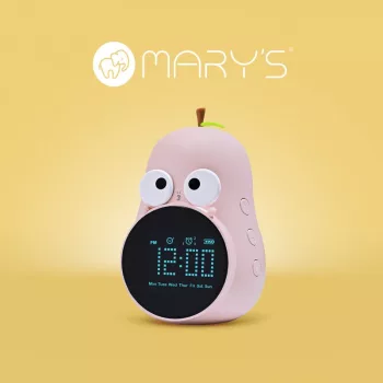   Ébresztőóra, Akkumulátoros, USB kábellel, 0,5W, Akkumulátor kapacitása: 1200mAh / 3.7V, Bemeneti feszültség: 5V DC 1A, 82 x 75 x 124 mm, Körte, Rózsaszín