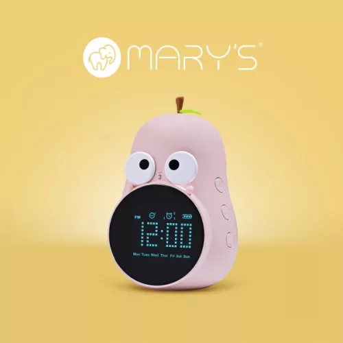 Ébresztőóra, Akkumulátoros, USB kábellel, 0,5W, Akkumulátor kapacitása: 1200mAh / 3.7V, Bemeneti feszültség: 5V DC 1A, 82 x 75 x 124 mm, Körte, Rózsaszín